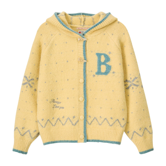 Bitter Cells Snowy Hood Cardigan-Butter