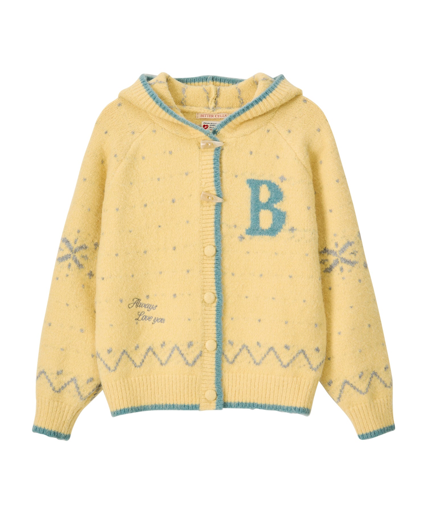 Bitter Cells Snowy Hood Cardigan-Butter