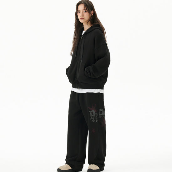 Mahagrid Pray Applique Zip Up Hoodie