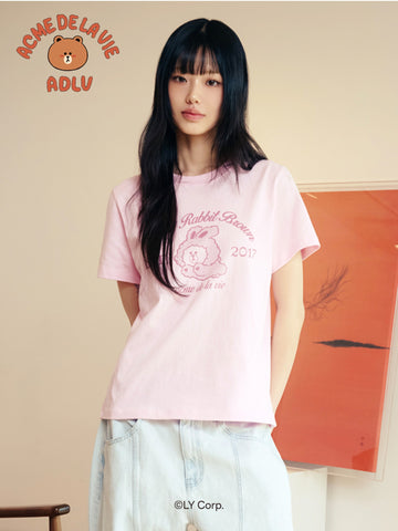 ADLV Women's Brown Line Friends Short Sleeve T-Shirt