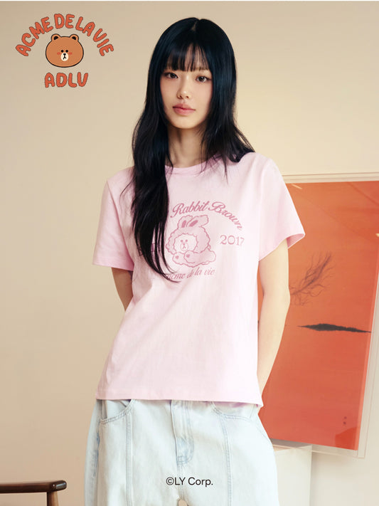 ADLV Women's Brown Line Friends Short Sleeve T-Shirt