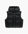 Marithé François Girbaud W Circle Logo Crop Hooded Down Vest Mint Gray