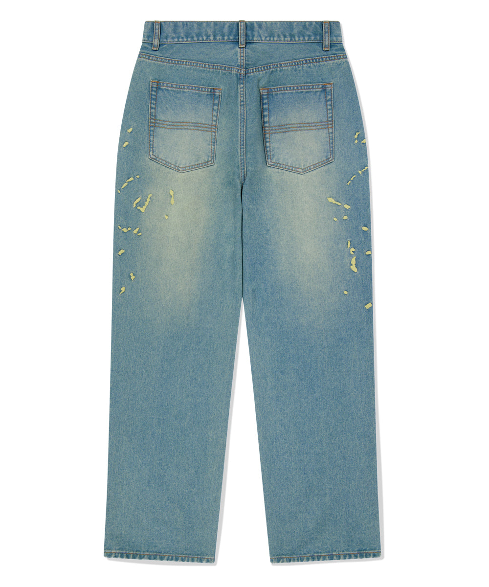 Mahagrid Embroidered Splatter Denim Pant