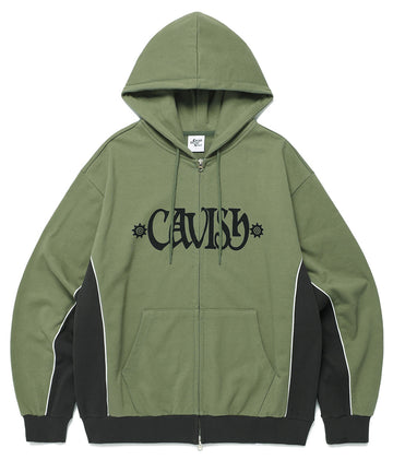 Cavish Piping Zip Up Hoodie in Green