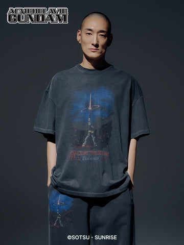 ADLV Mobile Suit Gundam Last Shooting Pigment Washing Short Sleeve T-Shirt
