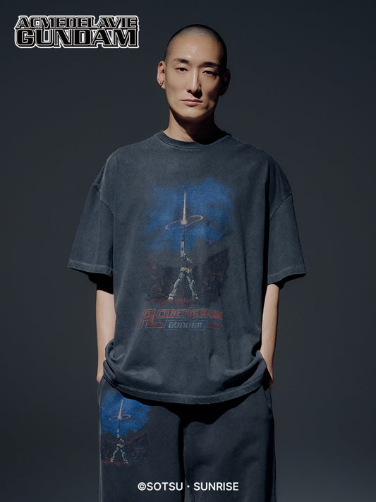ADLV Mobile Suit Gundam Last Shooting Pigment Washing Short Sleeve T-Shirt