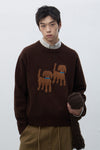 General Idea UNISEX Twin Dog Jacquard Knit Pullover