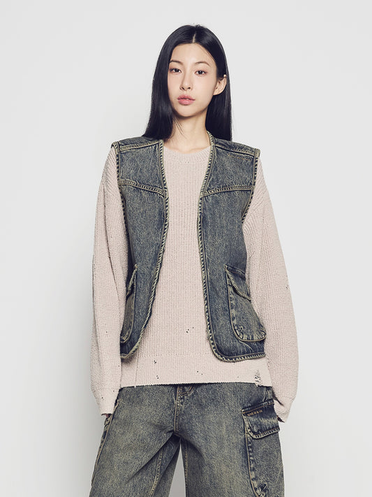 ADLV Utility Dying Denim Vest