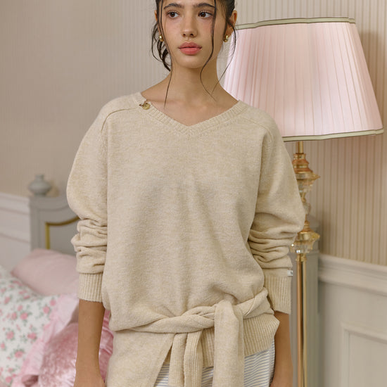 Bitter Cells [SET] Essential V Neck Knit & Shawl