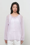 General Idea WOMAN Sheer Neck String Knit Pullover