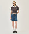 Marithé François Girbaud W STRIPE SLIM CROP COLLAR TEE