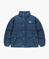 Marithé François Girbaud Classic Logo Denim Down Jacket Dark Blue