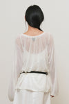 General Idea WOMAN Sheer Neck String Knit Pullover