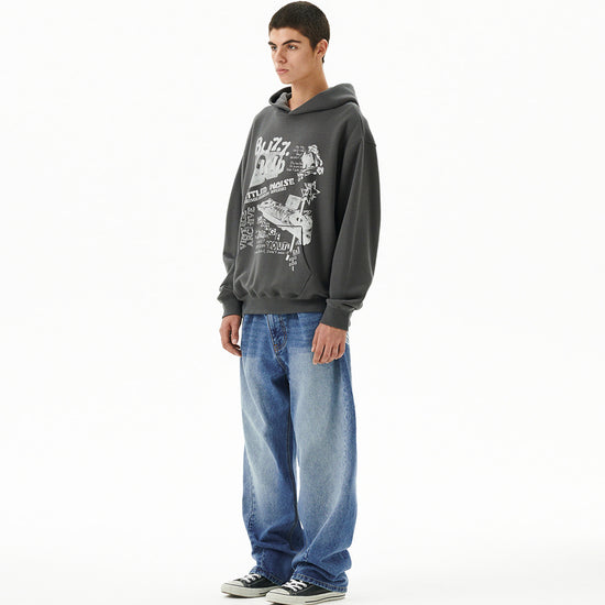 Mahagrid Back Logo Washed Denim Pants [Blue]