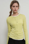 General Idea WOMAN Airy Crew Neck Pin Tuck T-Shirt [LIGHT GREY]