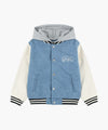 Marithé François Girbaud Kids Detachable Hood Denim Varsity Jacket Blue