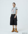 Mahagrid Flag Applique Ringer Crop Tee in White