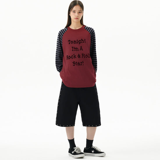 Mahagrid Rock Star Raglan Stripe Long Sleeve Tee