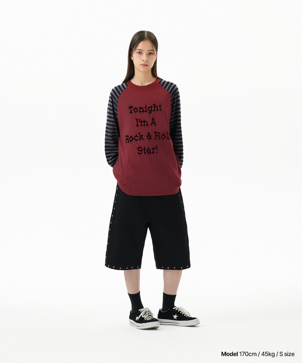 Mahagrid Rock Star Raglan Stripe Long Sleeve Tee