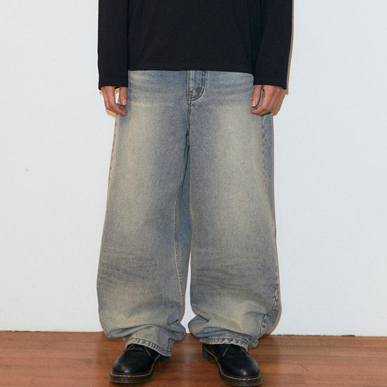 Mahagrid Solar Embroidery Denim Pants [Blue]