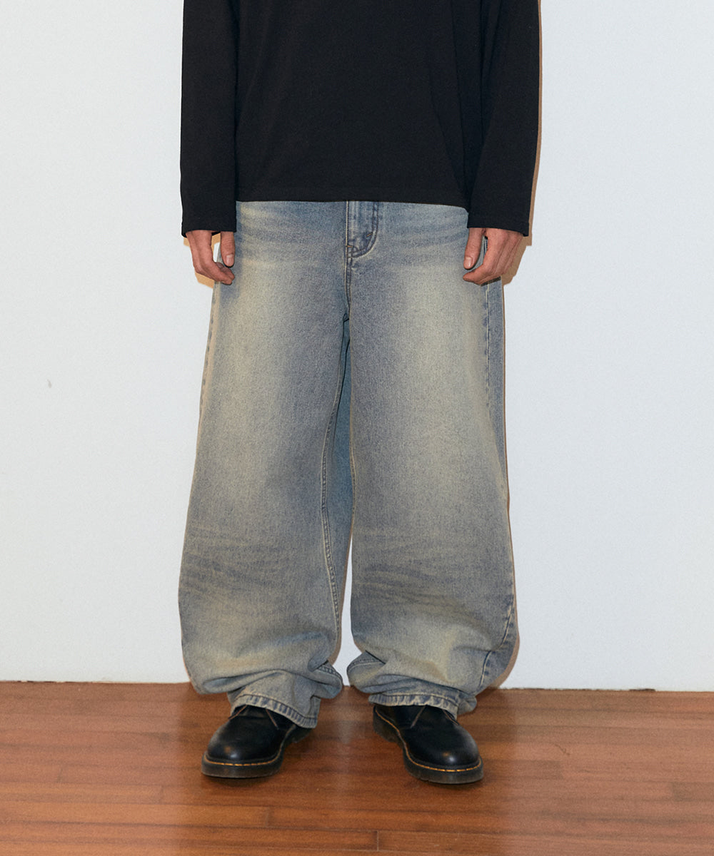 Mahagrid Solar Embroidery Denim Pants [Blue]