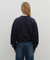 Marithé François Girbaud W Raw Edge Applique Logo Crop Sweatshirt Navy