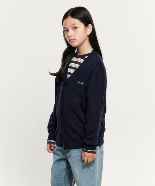 Marithé François Girbaud Kids Basic V-Neck Cardigan Navy