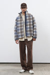General Idea UNISEX Warm Check Fleece Zip-Up Jumper