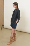General Idea WOMAN Check Ruffle Blouse [DARK NAVY]
