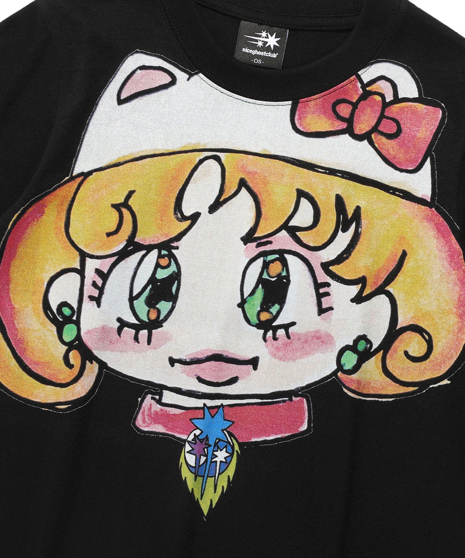 Nice Ghost Club Ghost Soul Girl Cat T-Shirt Black