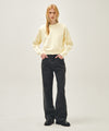 Marithé François Girbaud Women's High Straight Stripe Denim Pants Black