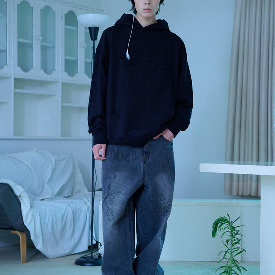 Nice Ghost Club 3Star Logo Hoodie [Black]