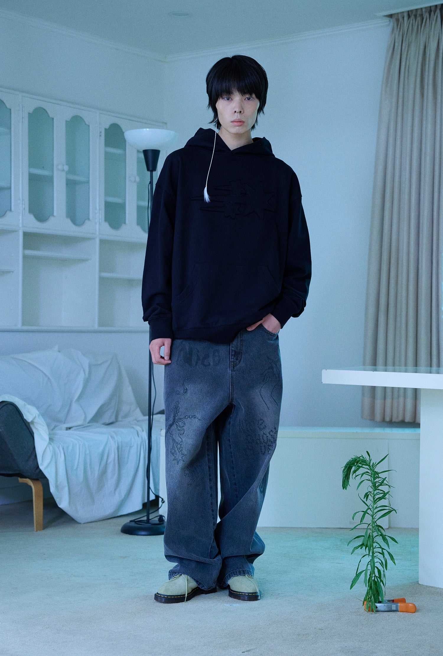 Nice Ghost Club 3Star Logo Hoodie [Black]
