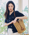 Marithé François Girbaud CLASSIC LOGO BASKET SHOULDER BAG beige