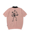 Nice Ghost Club Juggling Skeletons Half Knit Zip Up Polo [Pink]