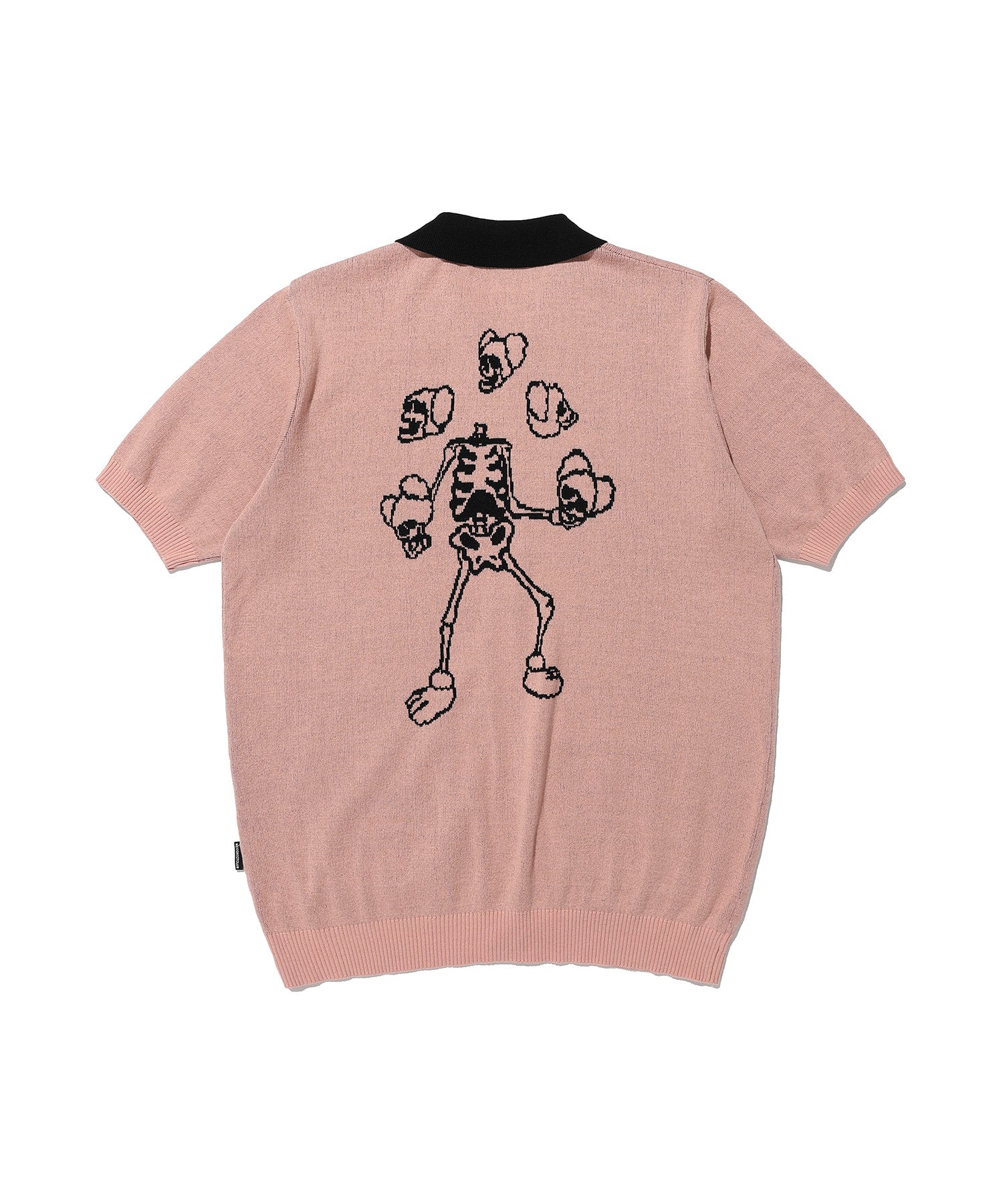 Nice Ghost Club Juggling Skeletons Half Knit Zip Up Polo [Pink]