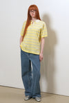 General Idea WOMAN Stripe Loose Collar Half Knit