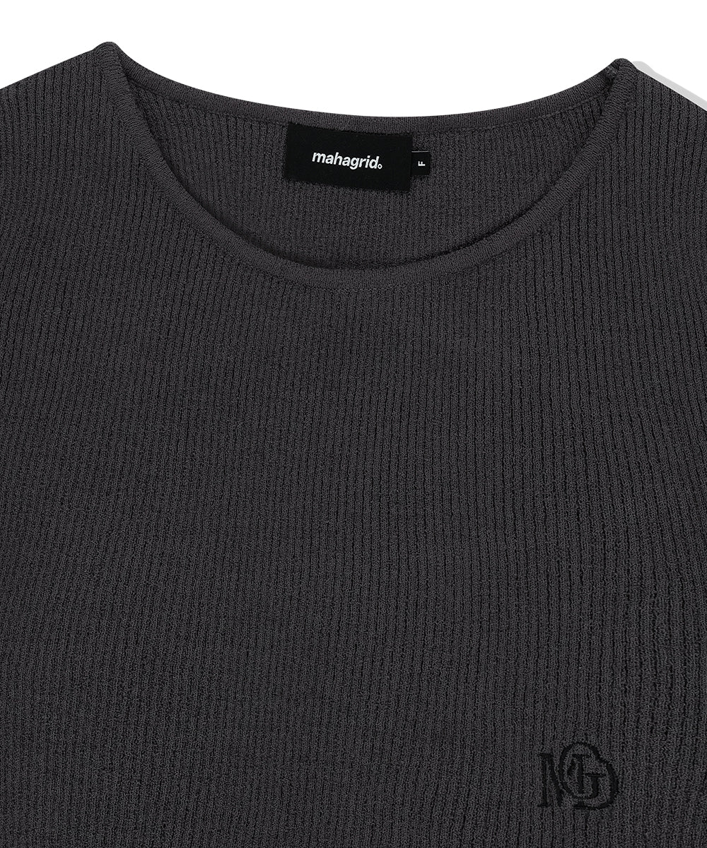 Mahagrid Cut Off Long Sleeve Knit