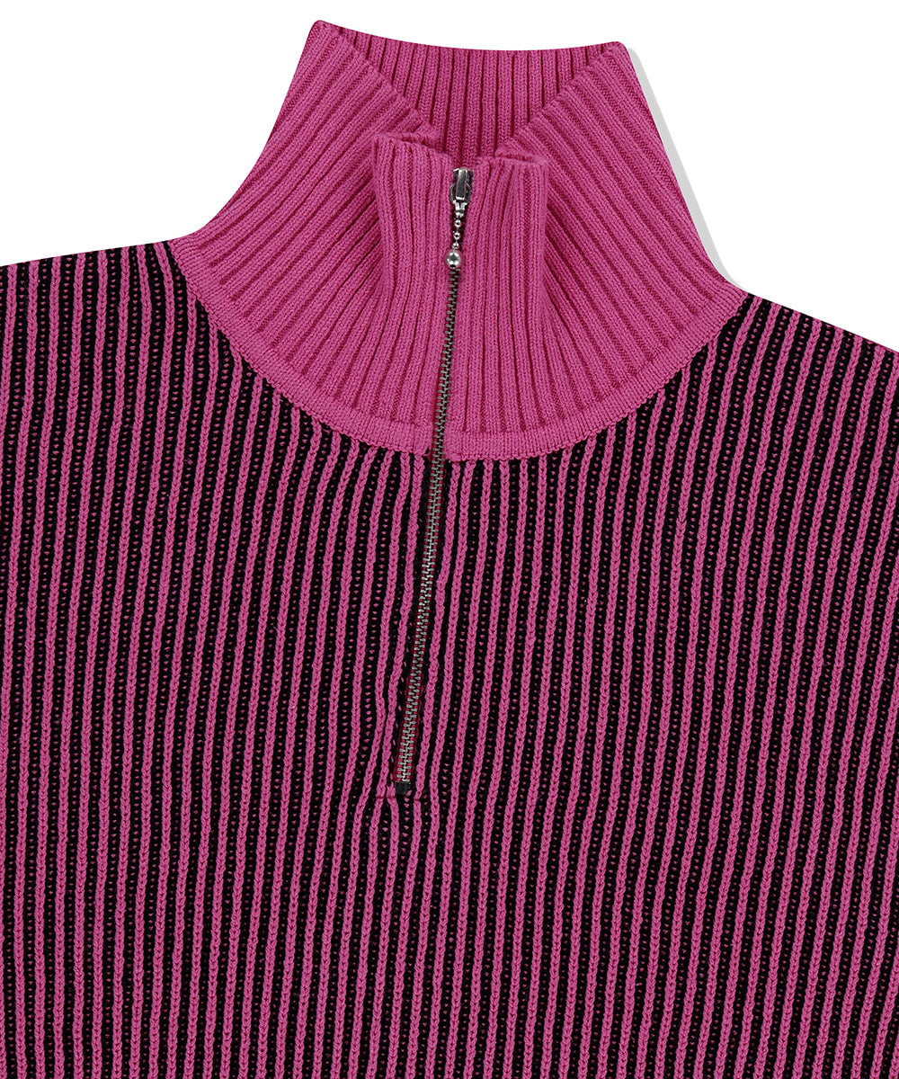 Mahagrid CUTTING CONTRAST HALF ZIP-UP KNIT