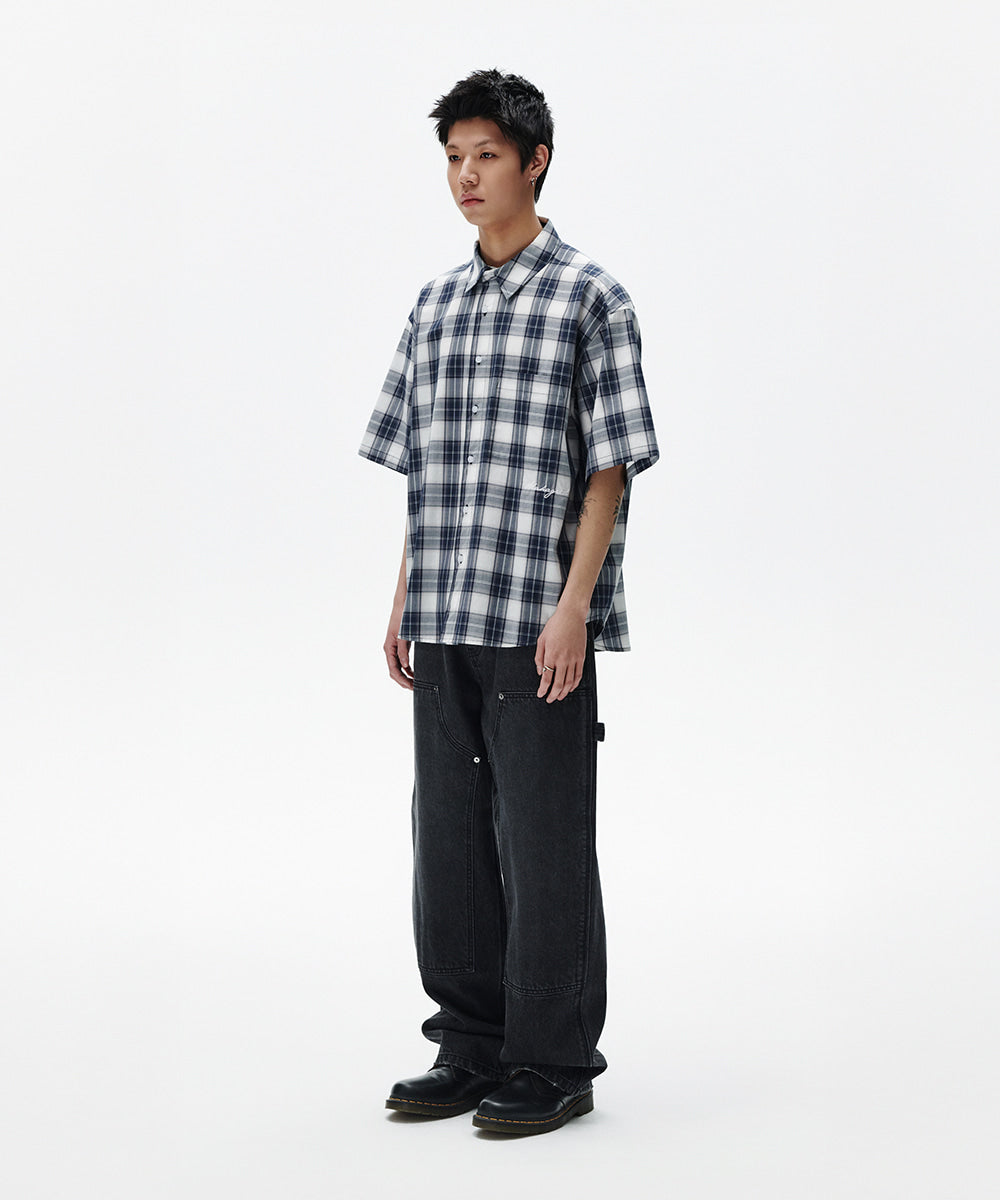 Mahagrid Ombre Check Half Shirt