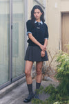 General Idea Woman Shirt Collar Cotton Piqué Half Knit [NAVY]