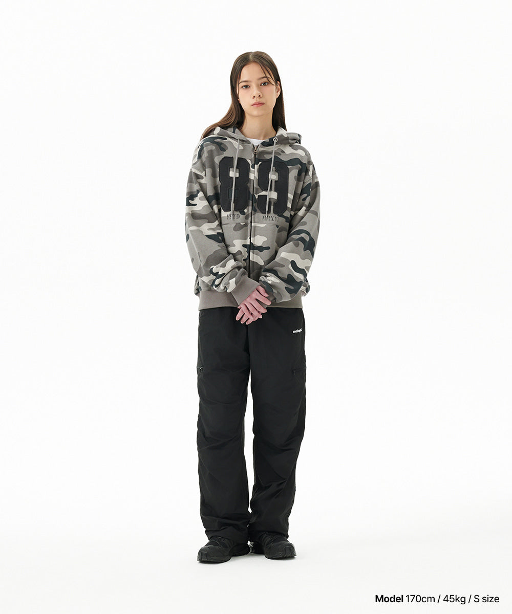 Mahagrid Camo Applique Zip Up Hoodie