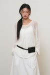 General Idea WOMAN Sheer Neck String Knit Pullover