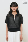 General Idea WOMAN Sheer Net Button Collar Half Knit