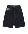 Cavish Check Applique Denim Shorts [Blue]