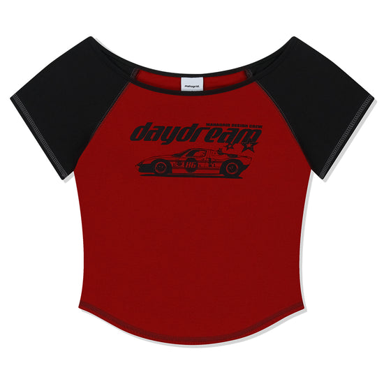Mahagrid Off Shoulder Raglan Tee