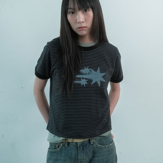 Nice Ghost Club Stripe Rush 3Star Ringer Crop Tee