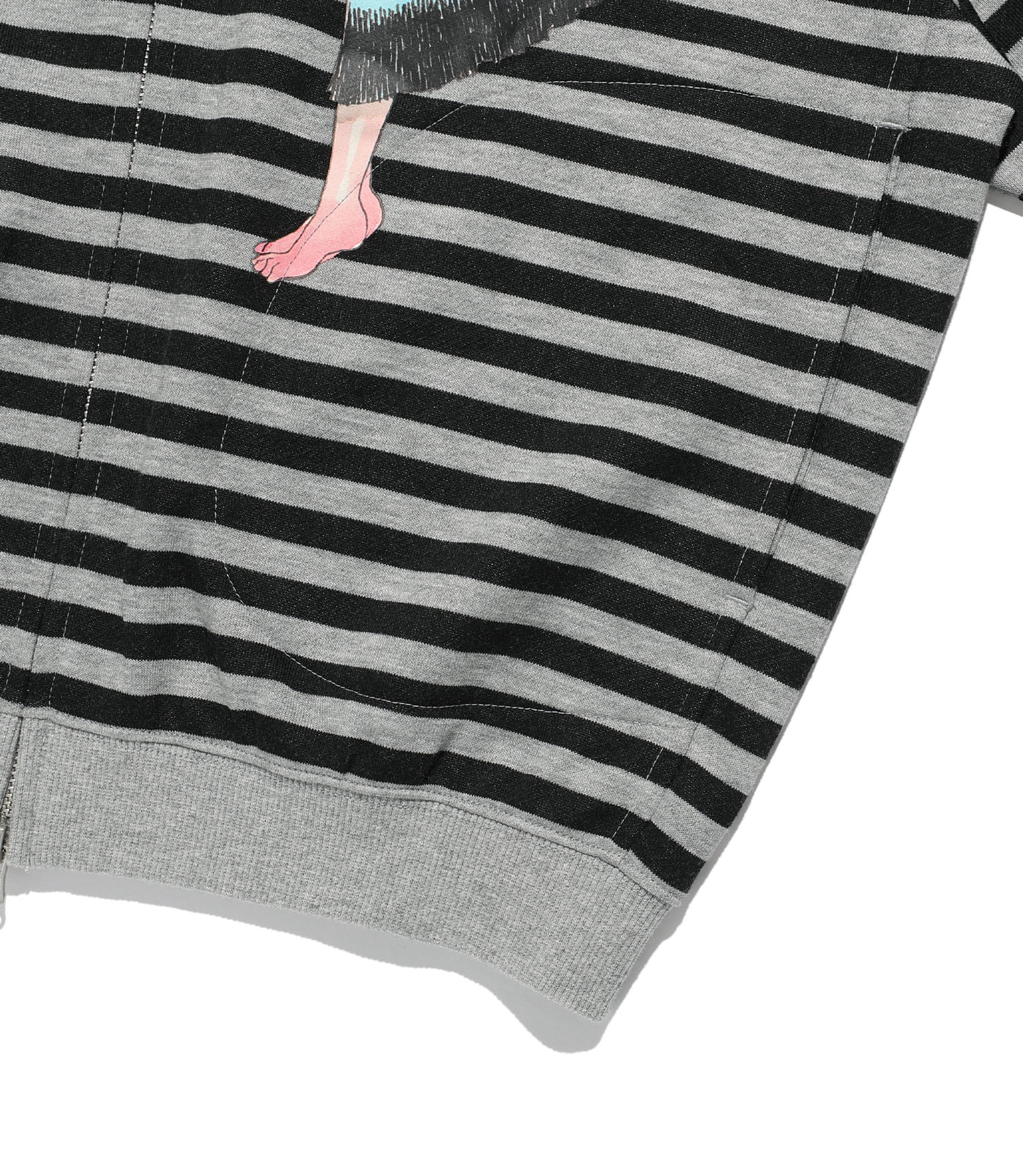 Nice Ghost Club Gakiya Isamu Stripe Hoodie Zip Up [Grey]