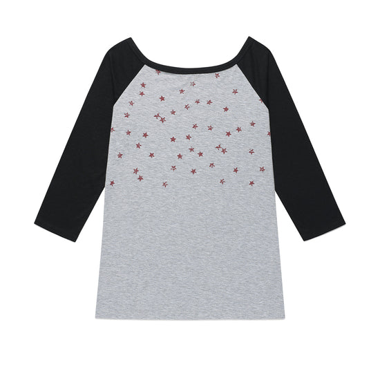 Cavish U Neck Star Raglan Long Sleeve Tee
