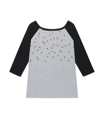 Cavish U Neck Star Raglan Long Sleeve Tee